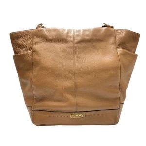 COACH Women's Park Leather North South Tote Bag, Tan F23662 Authentic